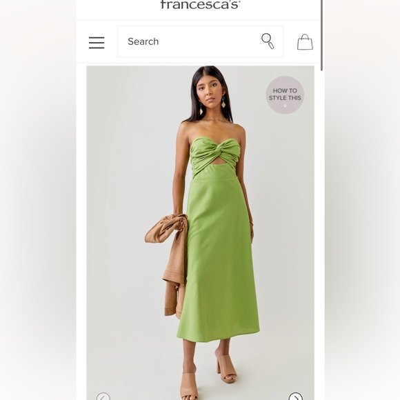 Francesca's Collections Dresses & Skirts - Francesca's Collections Lime Green Strapless Twist Midi Dress